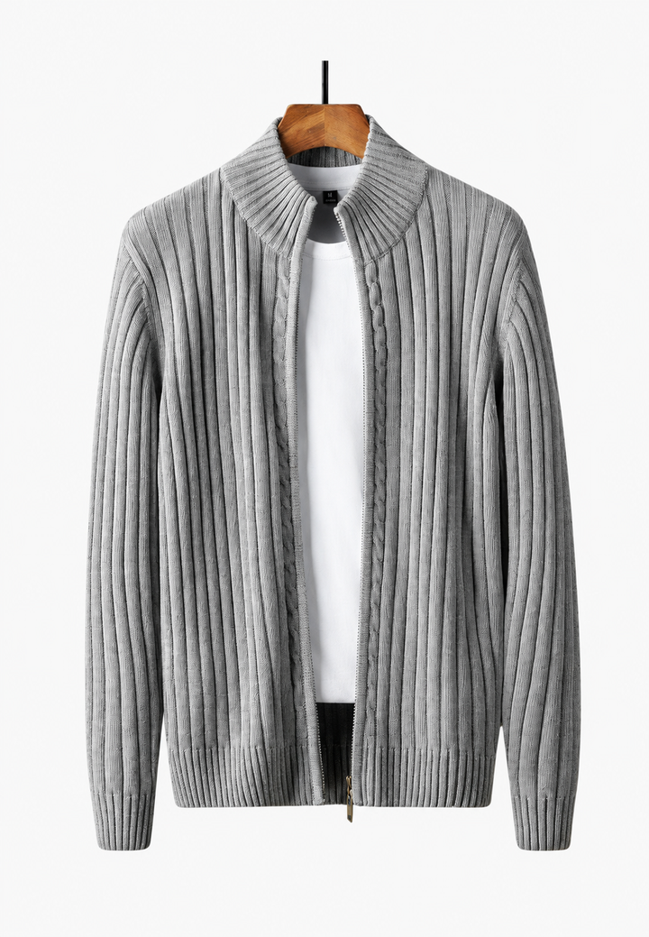 Cardigan heren met volledige rits en hoge hals - Isandro