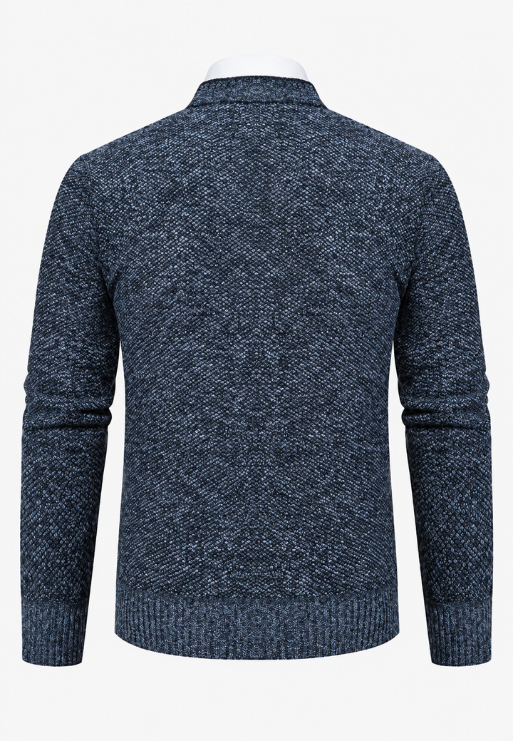 Cardigan heren met knopen, V-hals en textuurbreisel met zakken - Levan