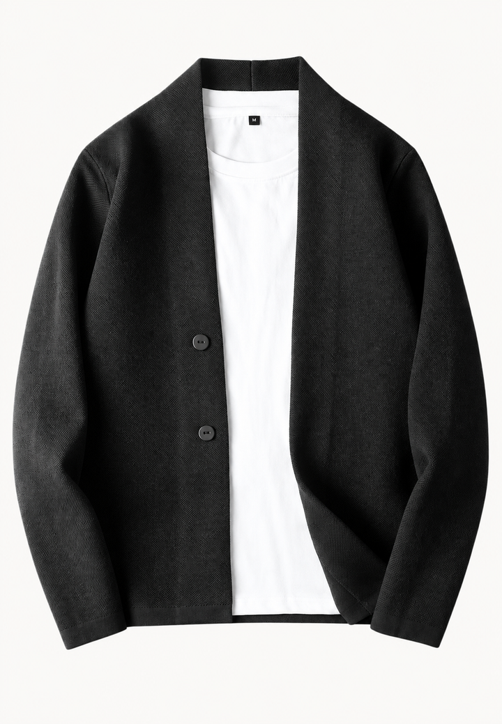 Elegante gebreide cardigan met knopen en sjaalkraag - Salvatore