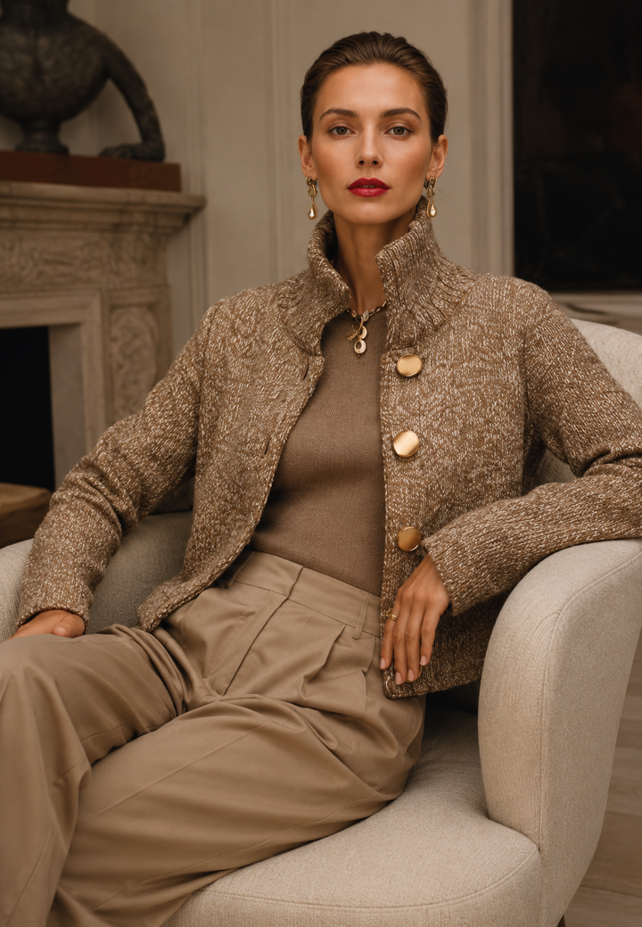 Elegant vest met hoge kraag en knopen - Kissa
