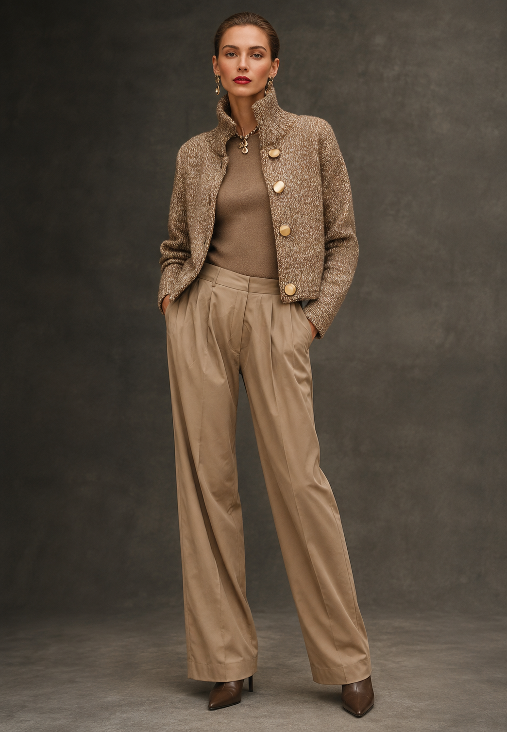 Elegant vest met hoge kraag en knopen - Kissa