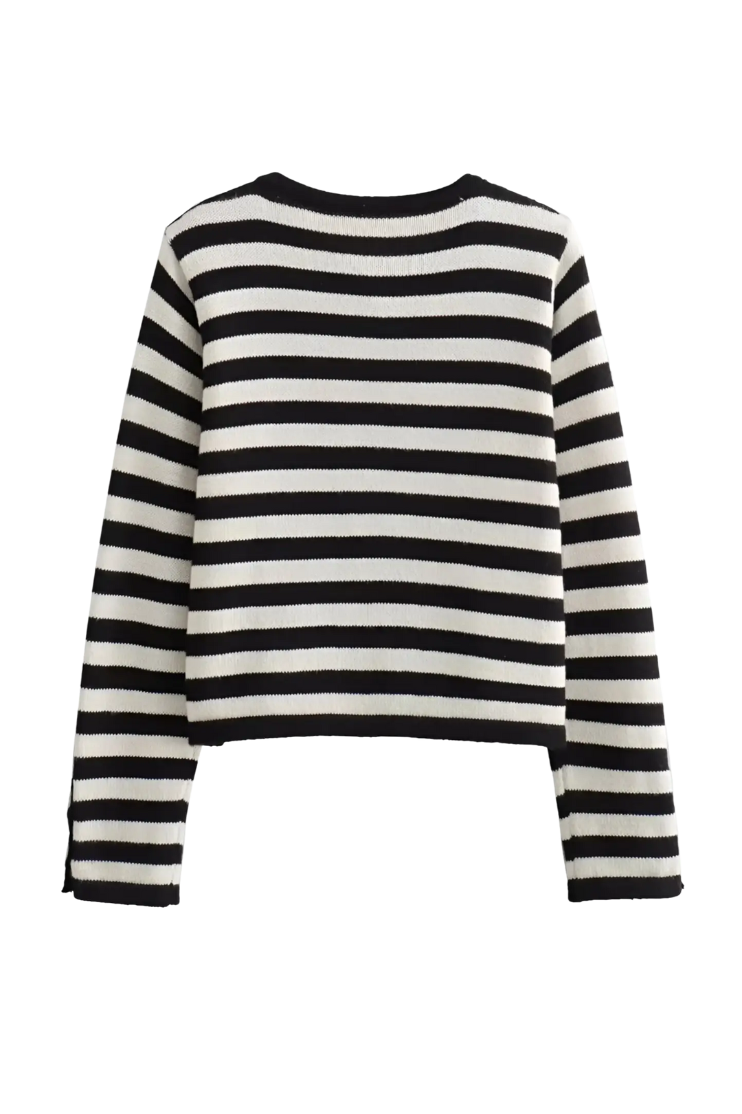 Damesvest met tweekleurige strepen, lange mouwen en metalen knopen - Liora