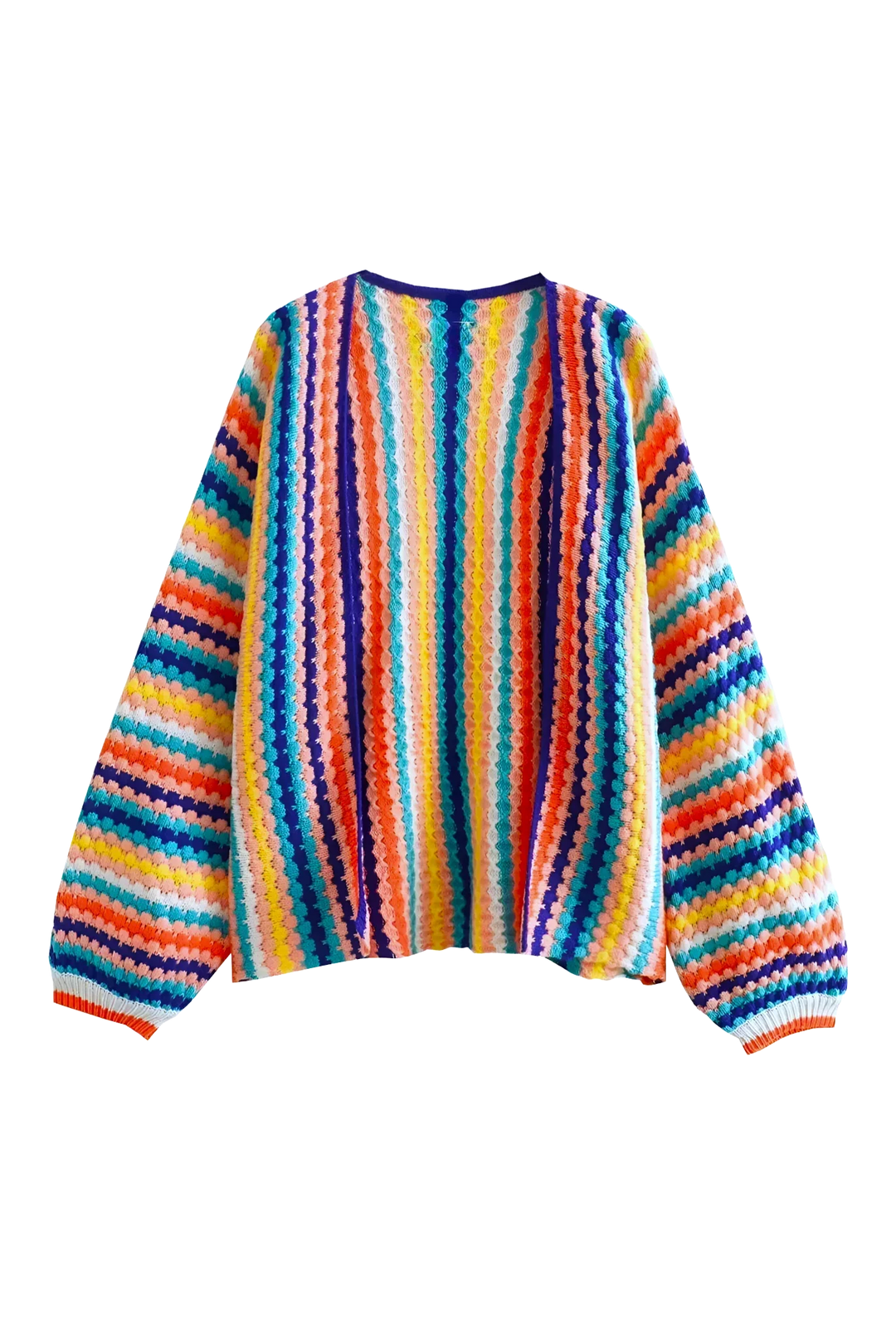 Oversized, veelkleurig gehaakt vest met strepen - Lotte