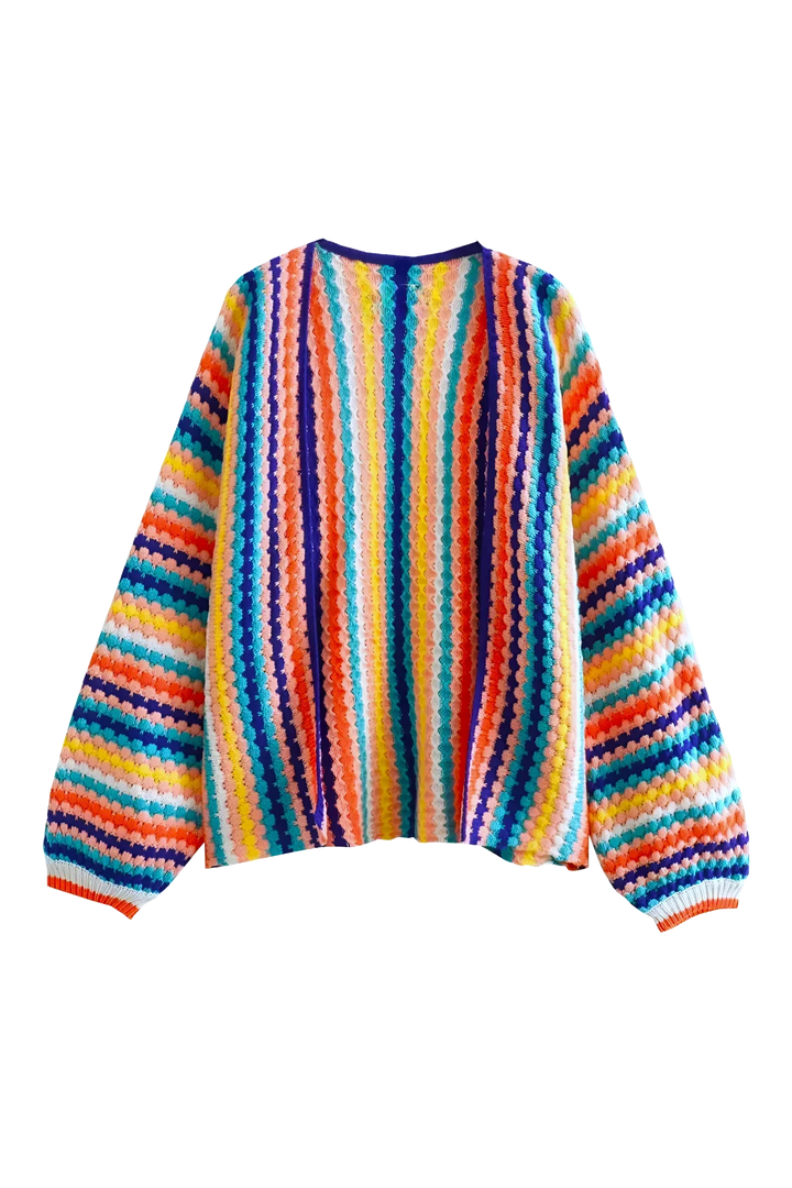 Oversized, veelkleurig gehaakt vest met strepen - Lotte