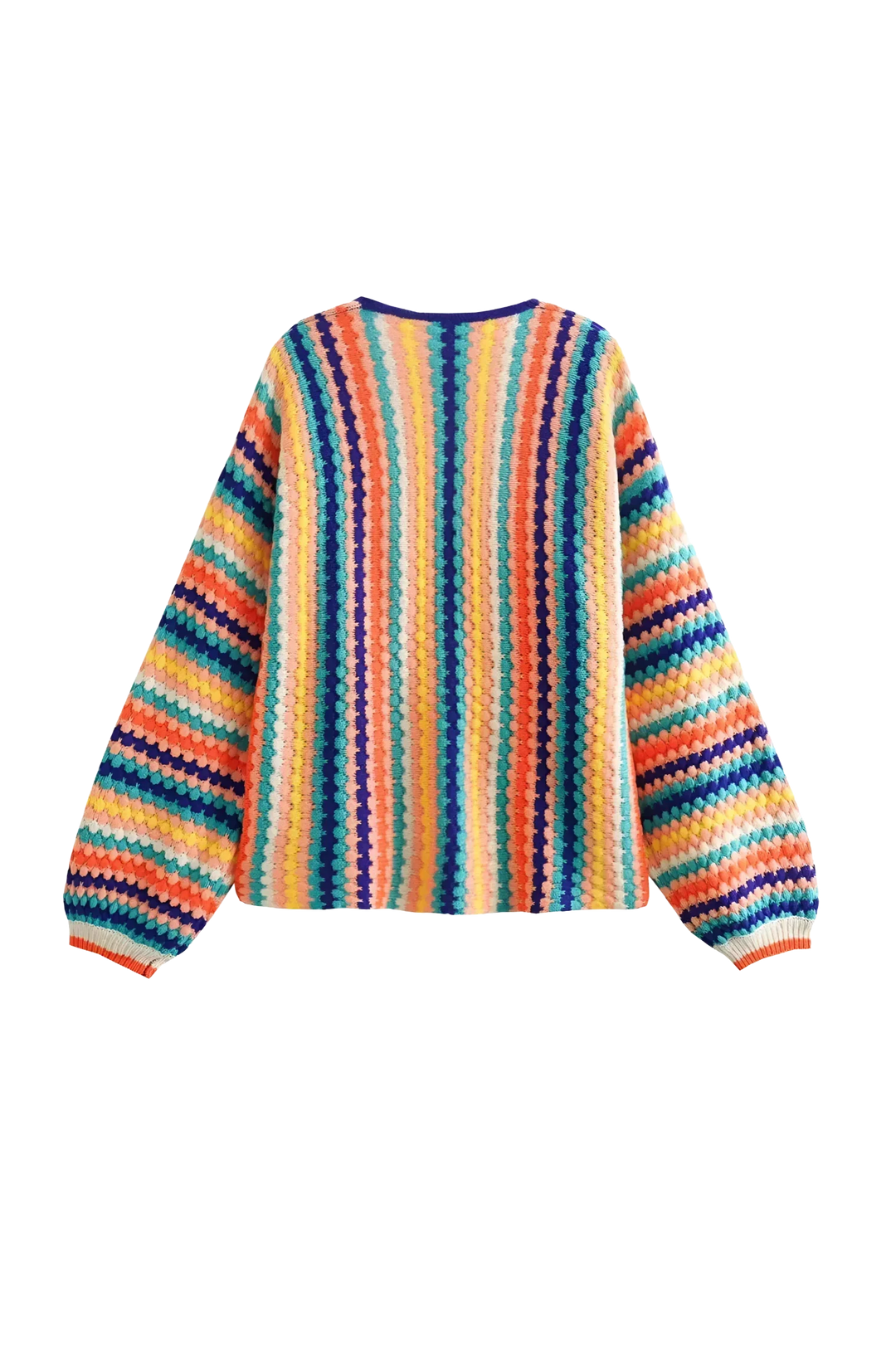 Oversized, veelkleurig gehaakt vest met strepen - Lotte