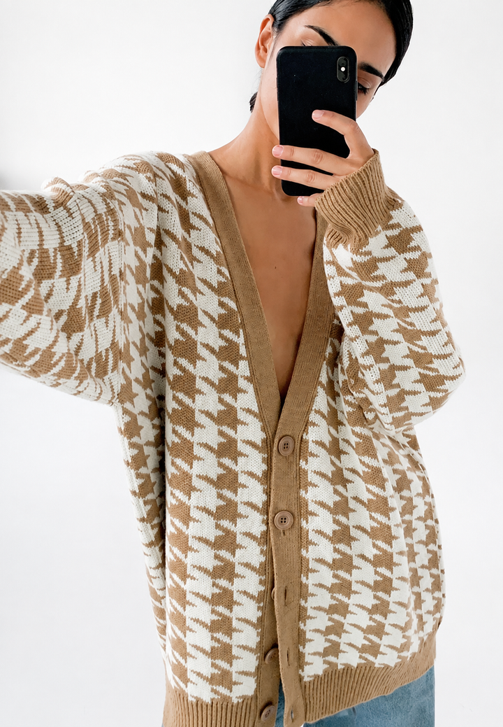 Oversized gebreid vest met print - Elena
