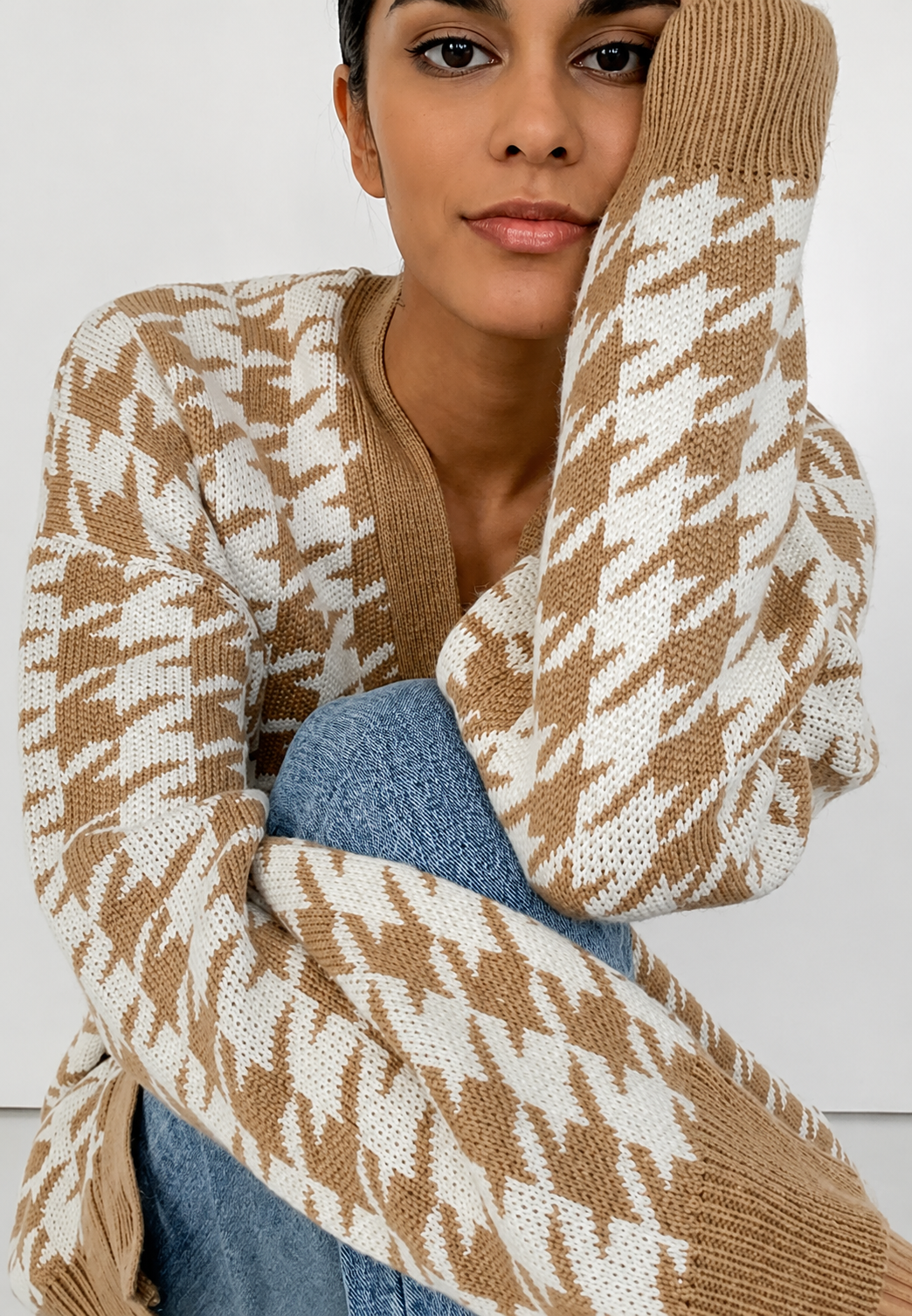 Oversized gebreid vest met print - Elena