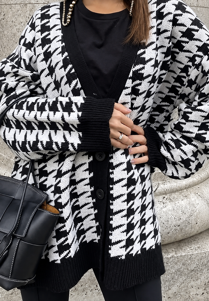 Oversized gebreid vest met print - Elena
