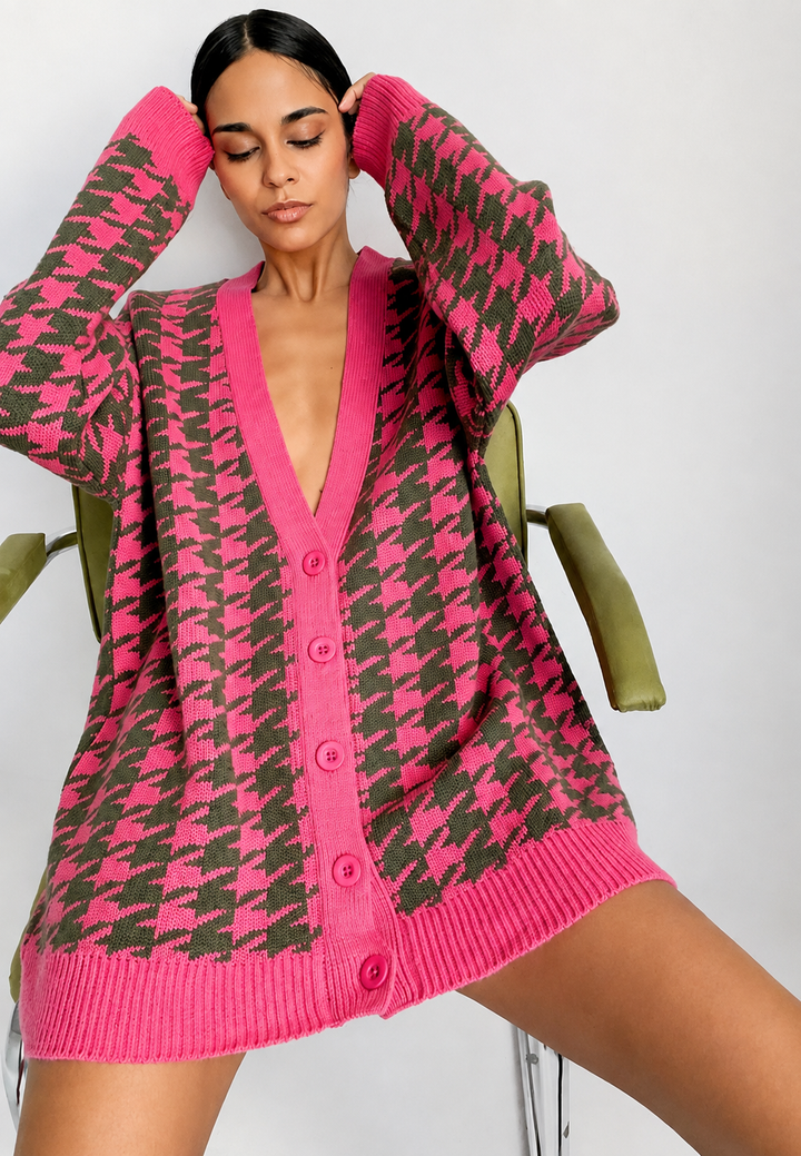 Oversized gebreid vest met print - Elena