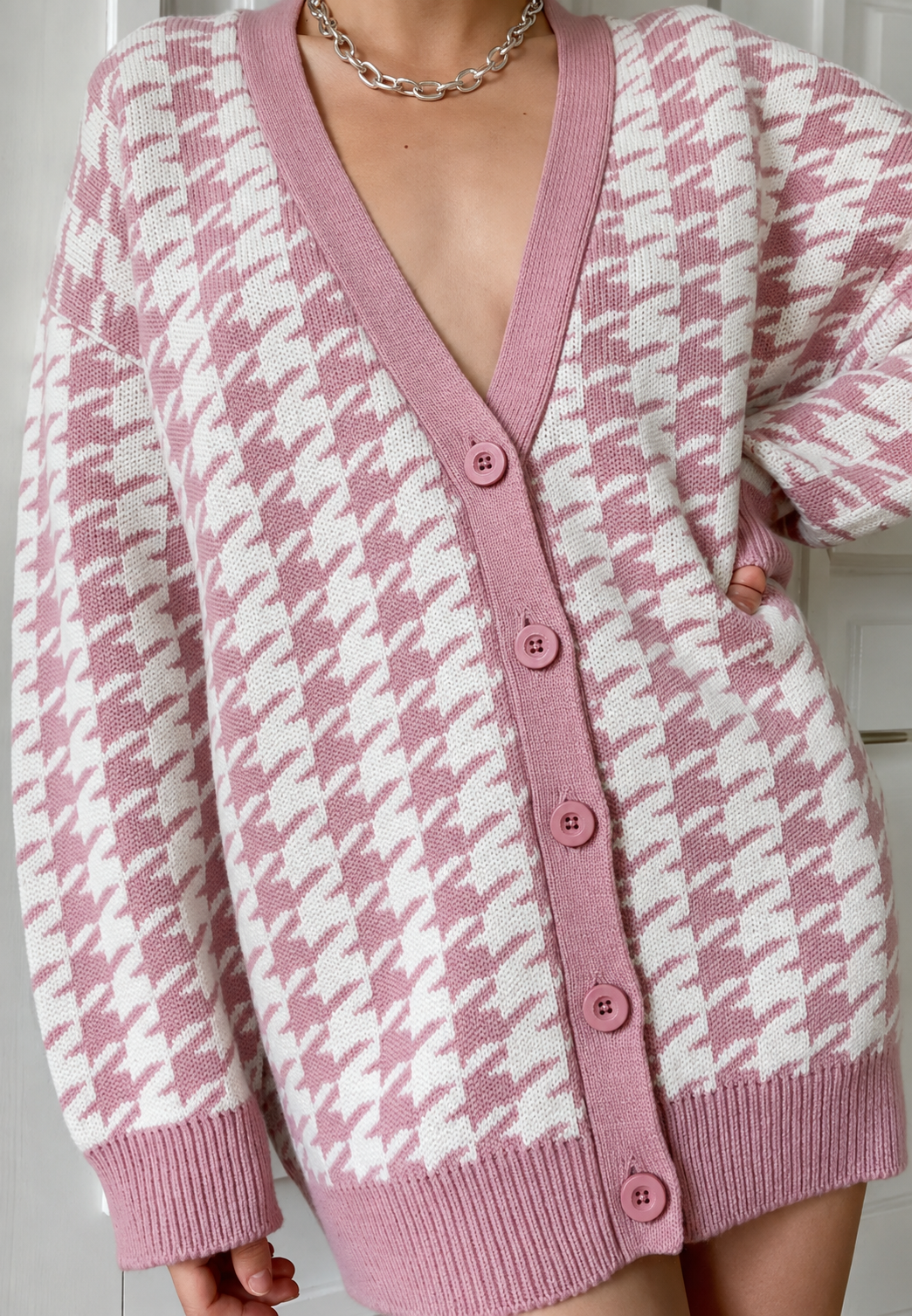 Oversized gebreid vest met print - Elena