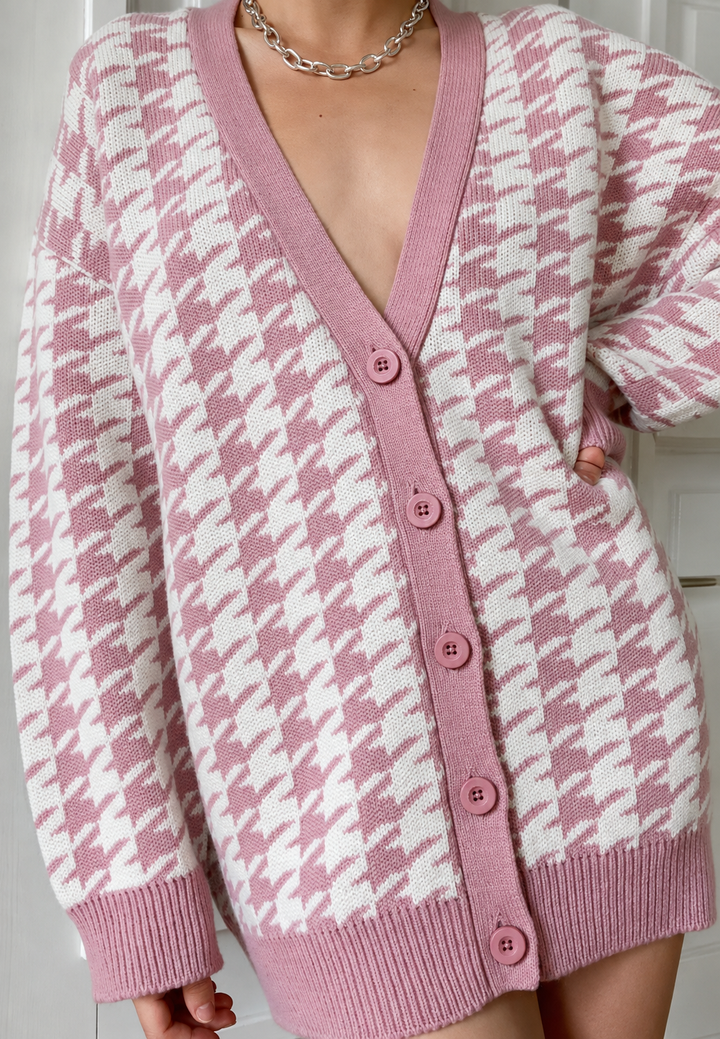 Oversized gebreid vest met print - Elena
