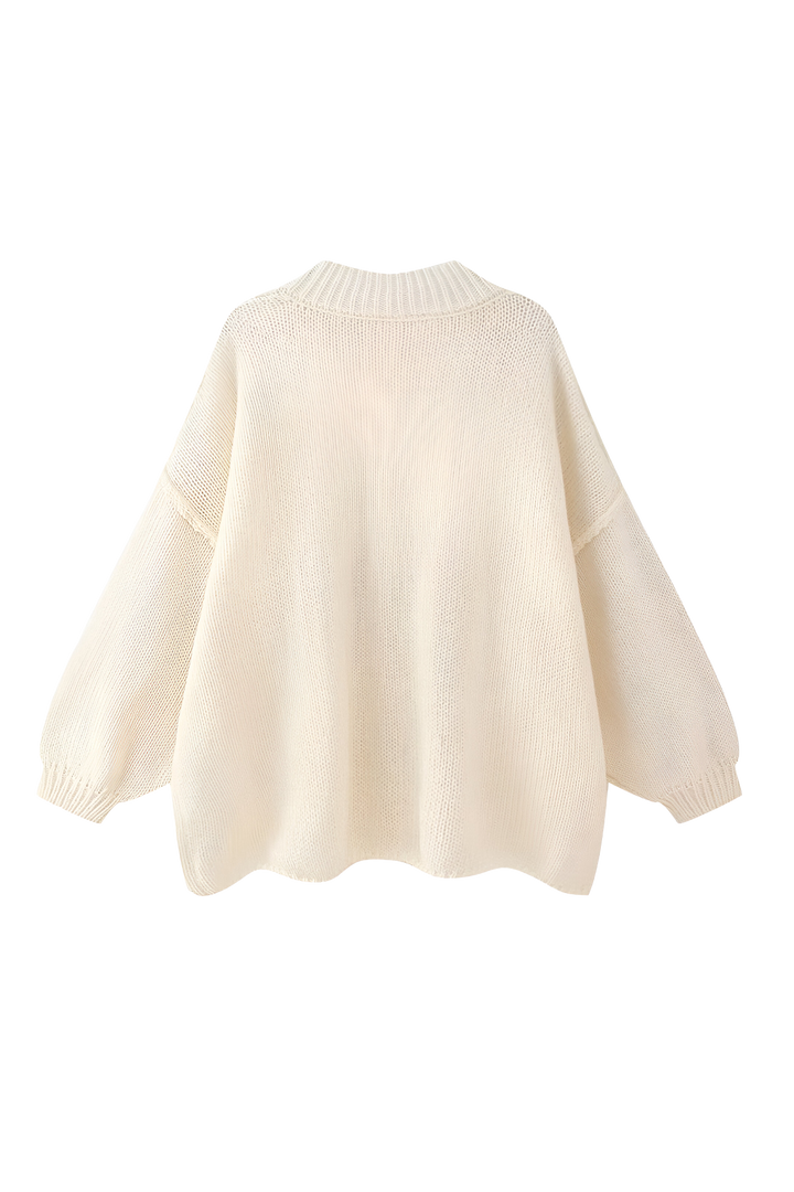 Oversized vest met grof breisel, hoge kraag en metalen knopen - Koranna