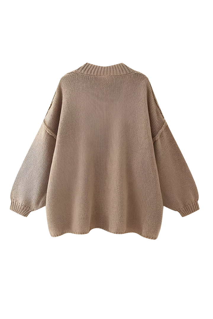 Oversized vest met grof breisel, hoge kraag en metalen knopen - Koranna