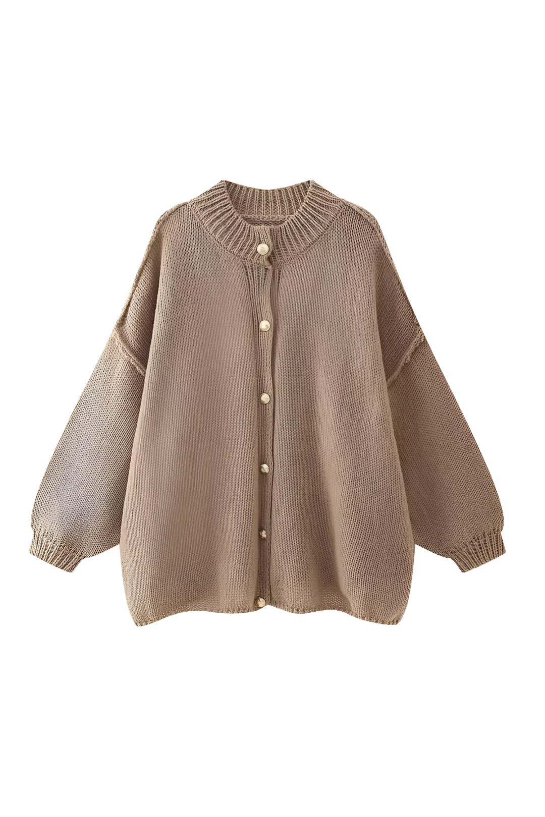 Oversized vest met grof breisel, hoge kraag en metalen knopen - Koranna