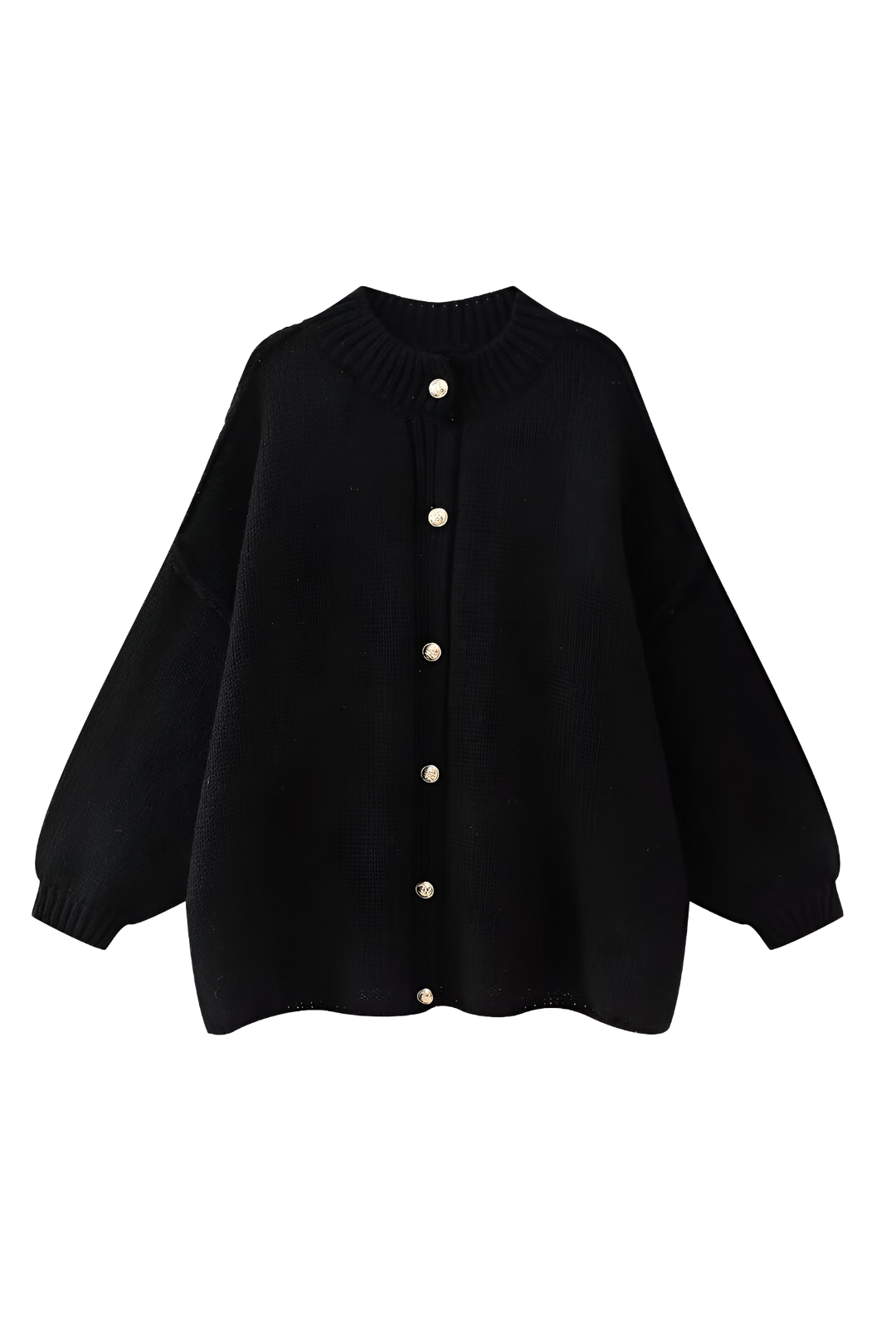 Oversized vest met grof breisel, hoge kraag en metalen knopen - Koranna