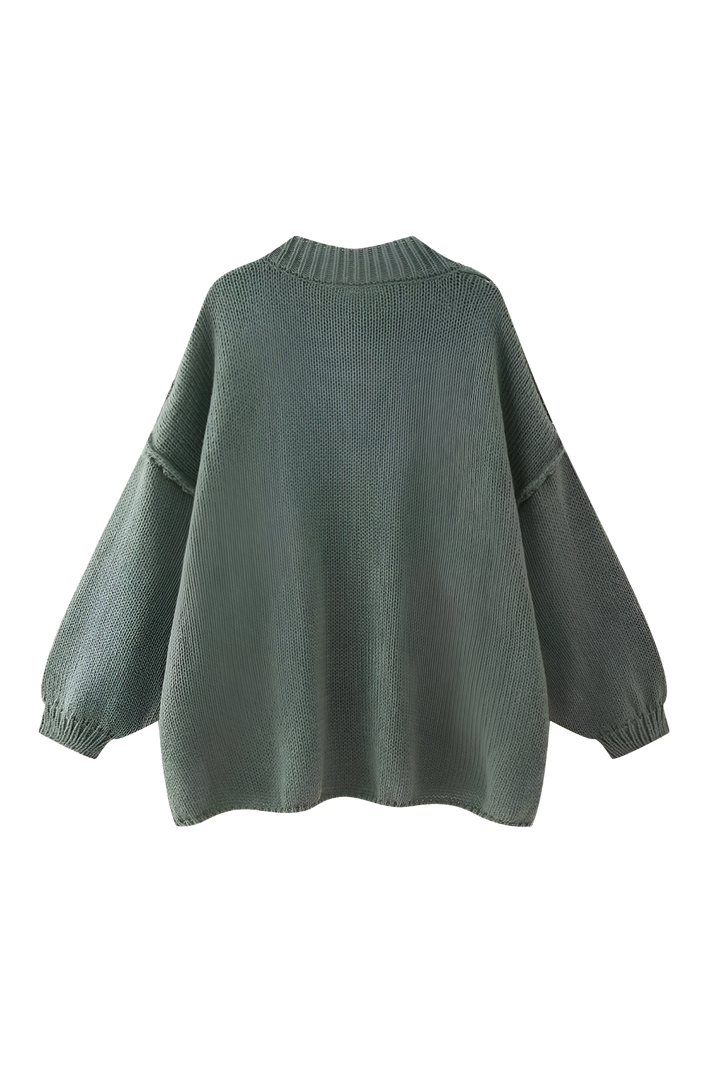 Oversized vest met grof breisel, hoge kraag en metalen knopen - Koranna