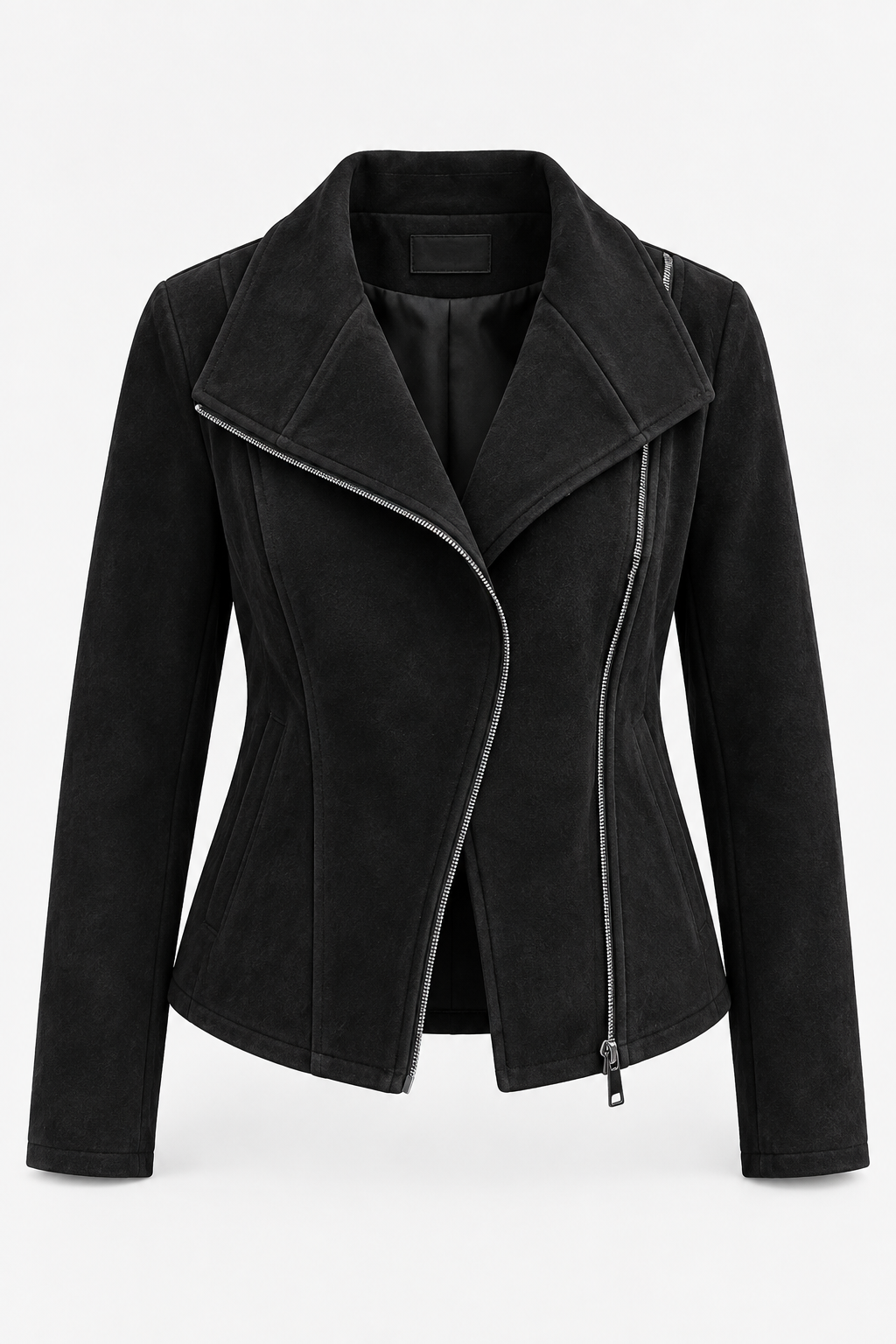 Damesbikerjas met suède-look en diagonale rits - Noémie