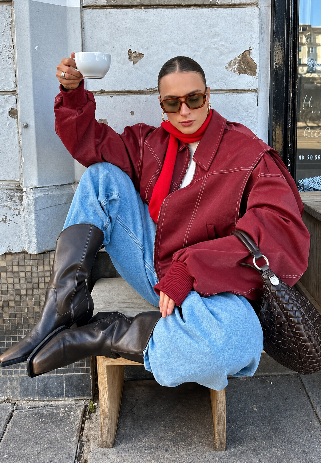 Oversized dames bomberjack in suèdelook met overhemdkraag - Norelle