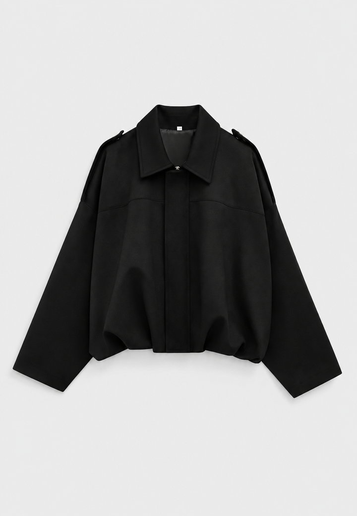 Kort damesjack met suède-look en overhemdkraag - Azucena
