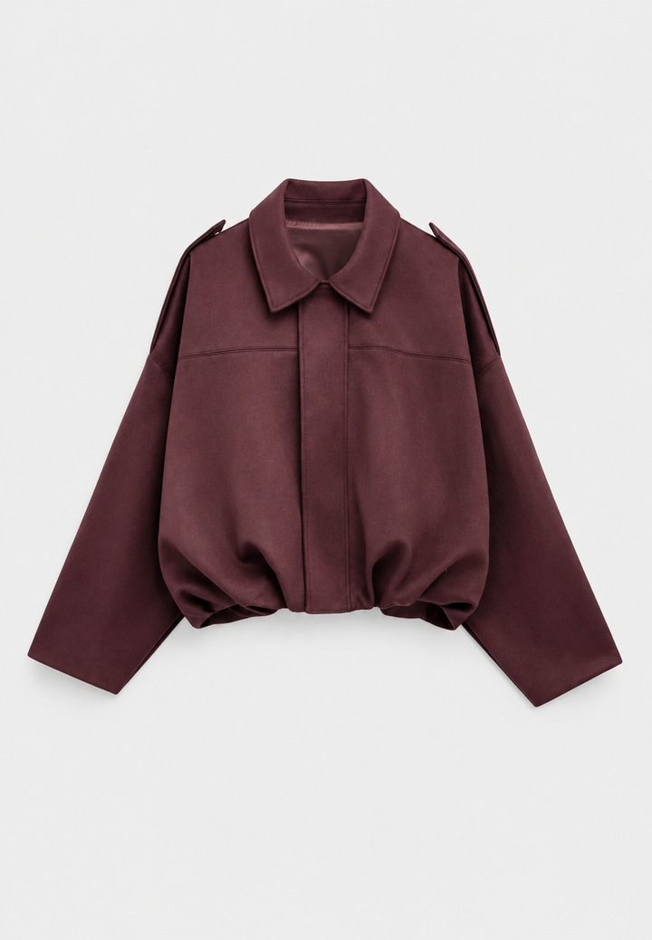 Kort damesjack met suède-look en overhemdkraag - Azucena