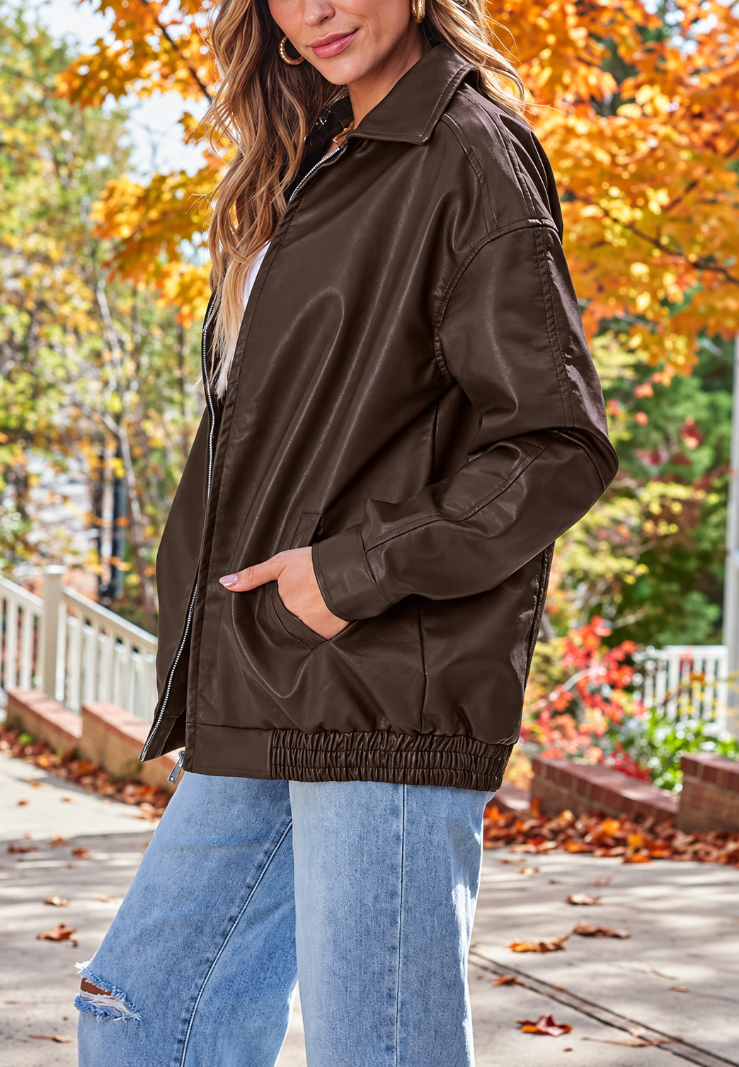 Oversized damesjas met leerlook en elastische onderkant - Alizée