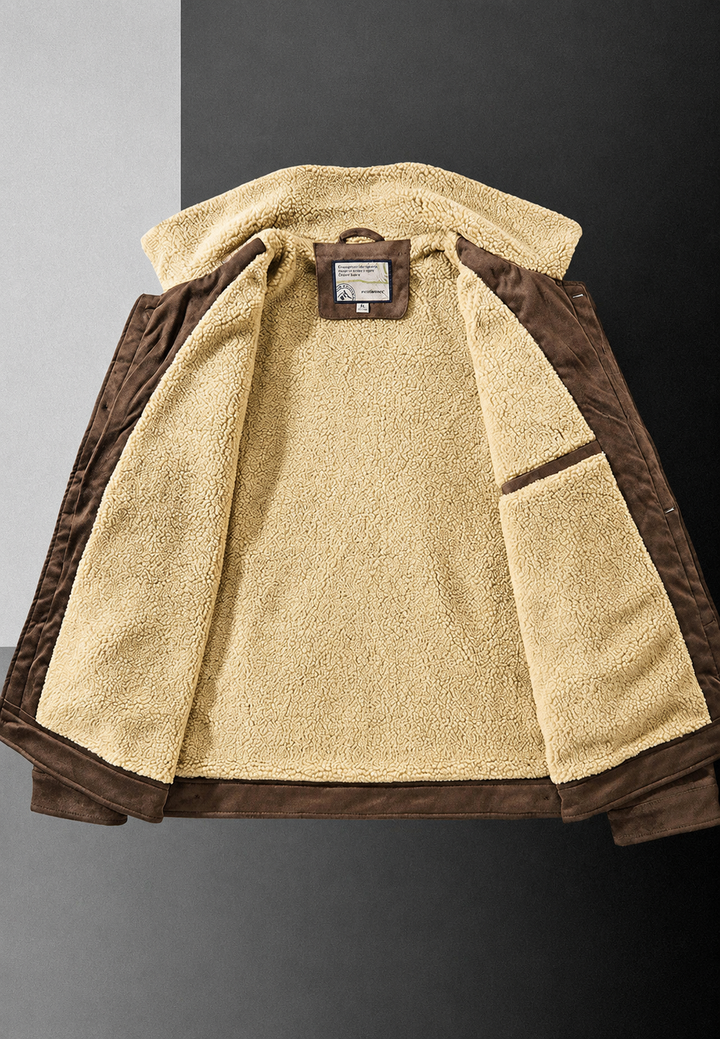 Herenjas met suède-look en voering met schapenvacht-look - Bruno