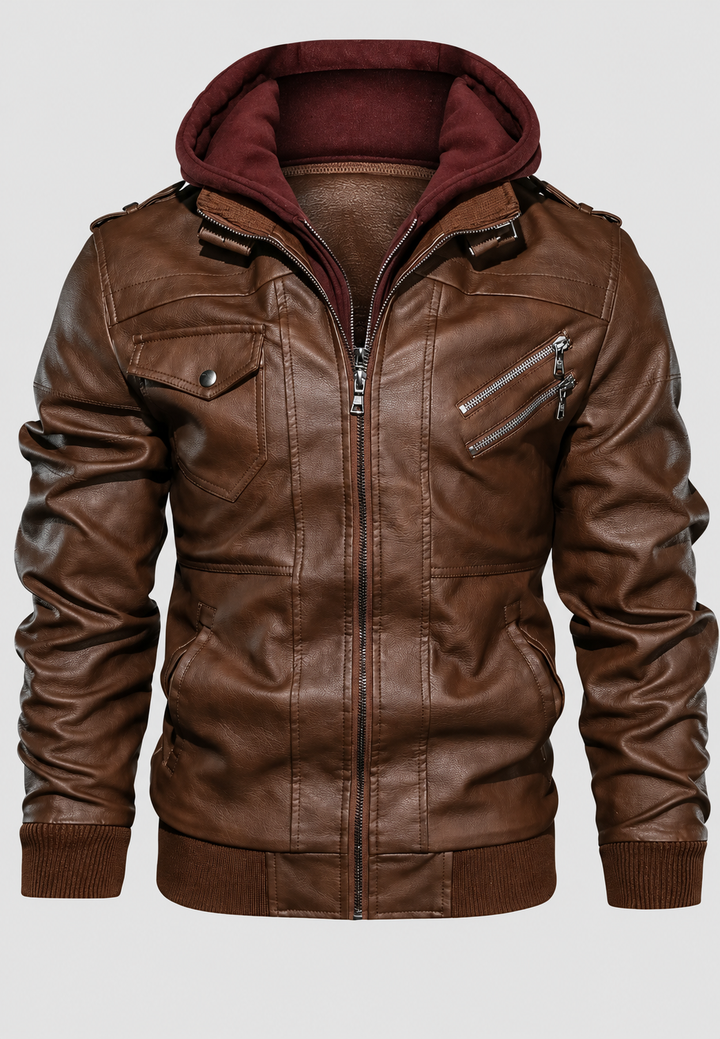 Herenjack in leerlook met ritszakken - Dervan