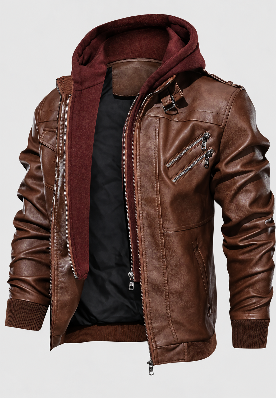 Herenjack in leerlook met ritszakken - Dervan