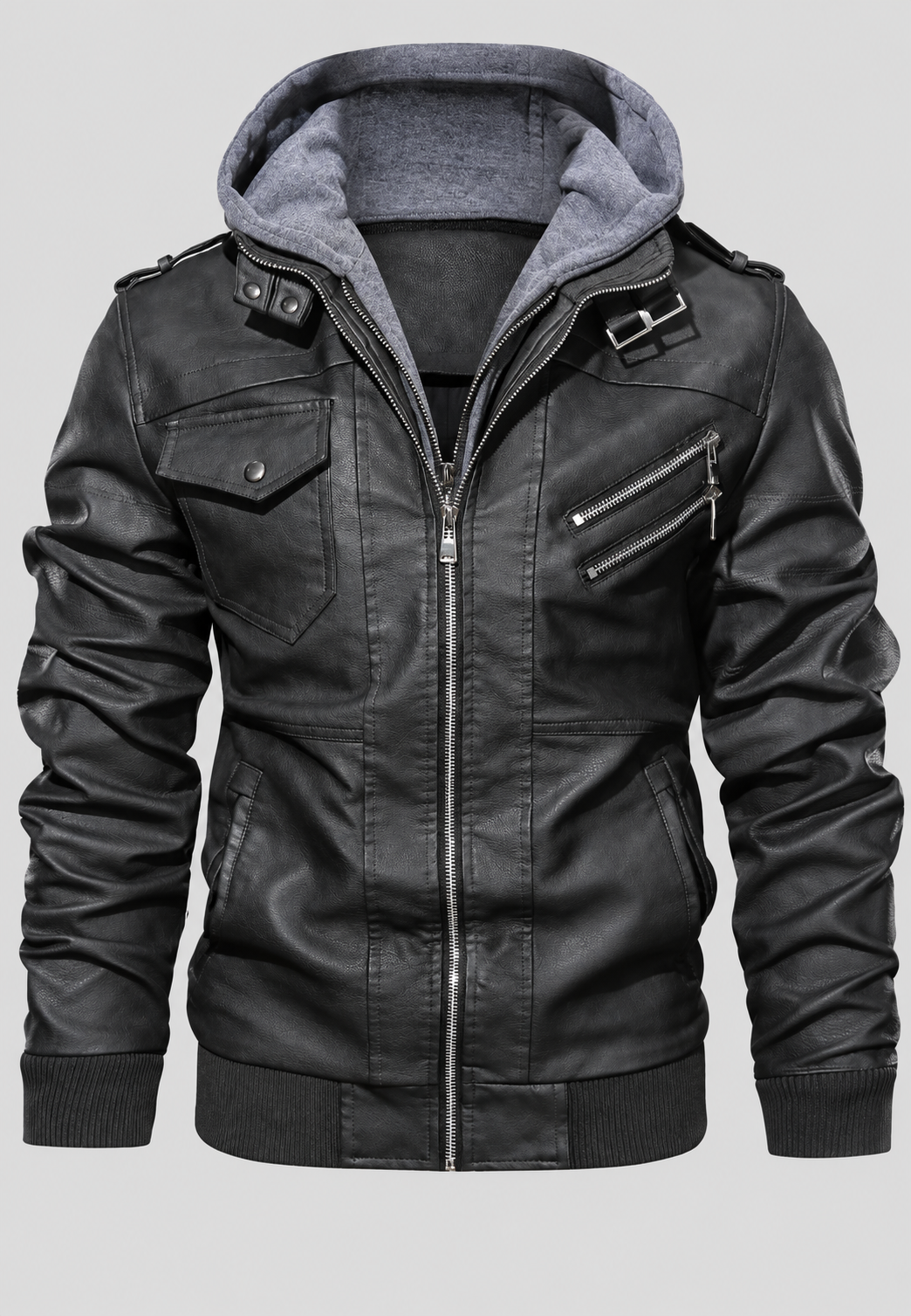 Herenjack in leerlook met ritszakken - Dervan