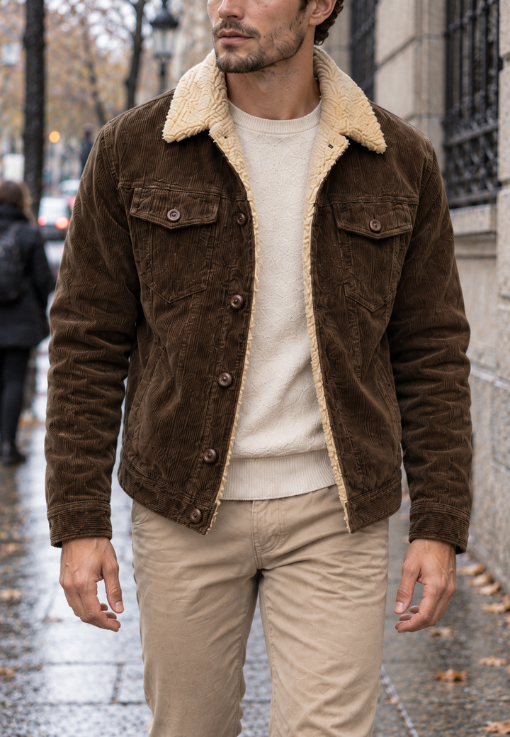 Herenjack in corduroy met teddylook kraag en voering - Ivar