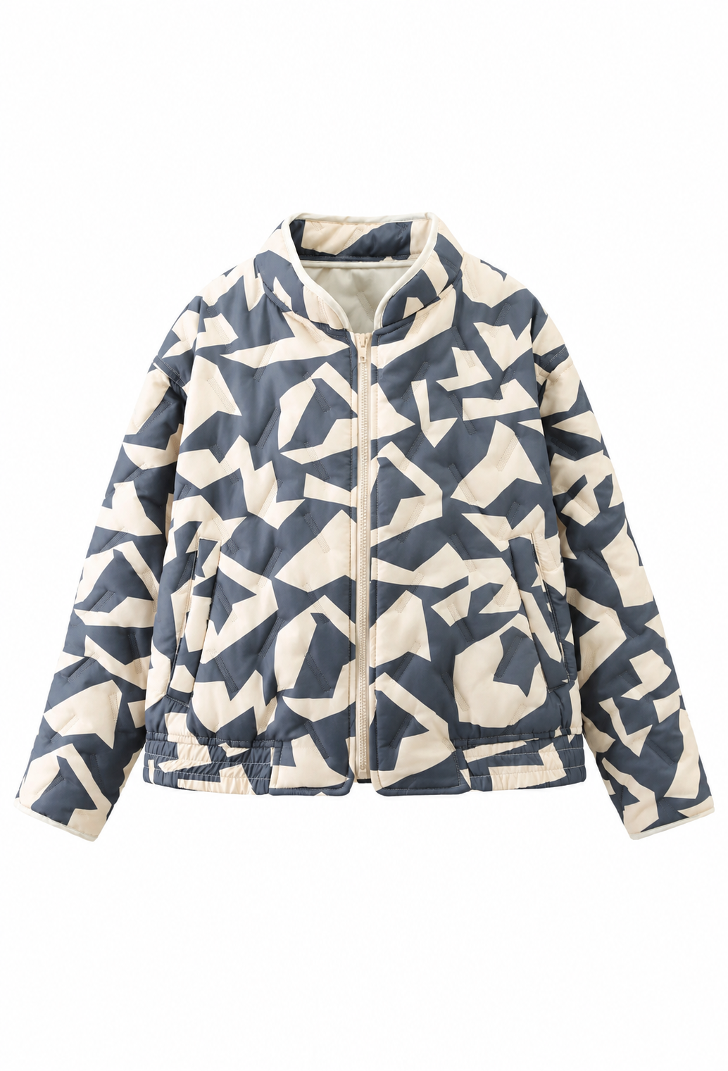 Gewatteerd damesjack met geometrische motieven en rits - Dorette