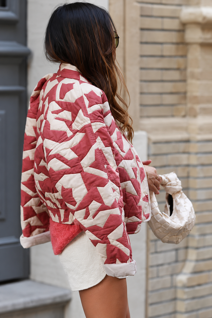 Gewatteerd damesjack met geometrische motieven en rits - Dorette