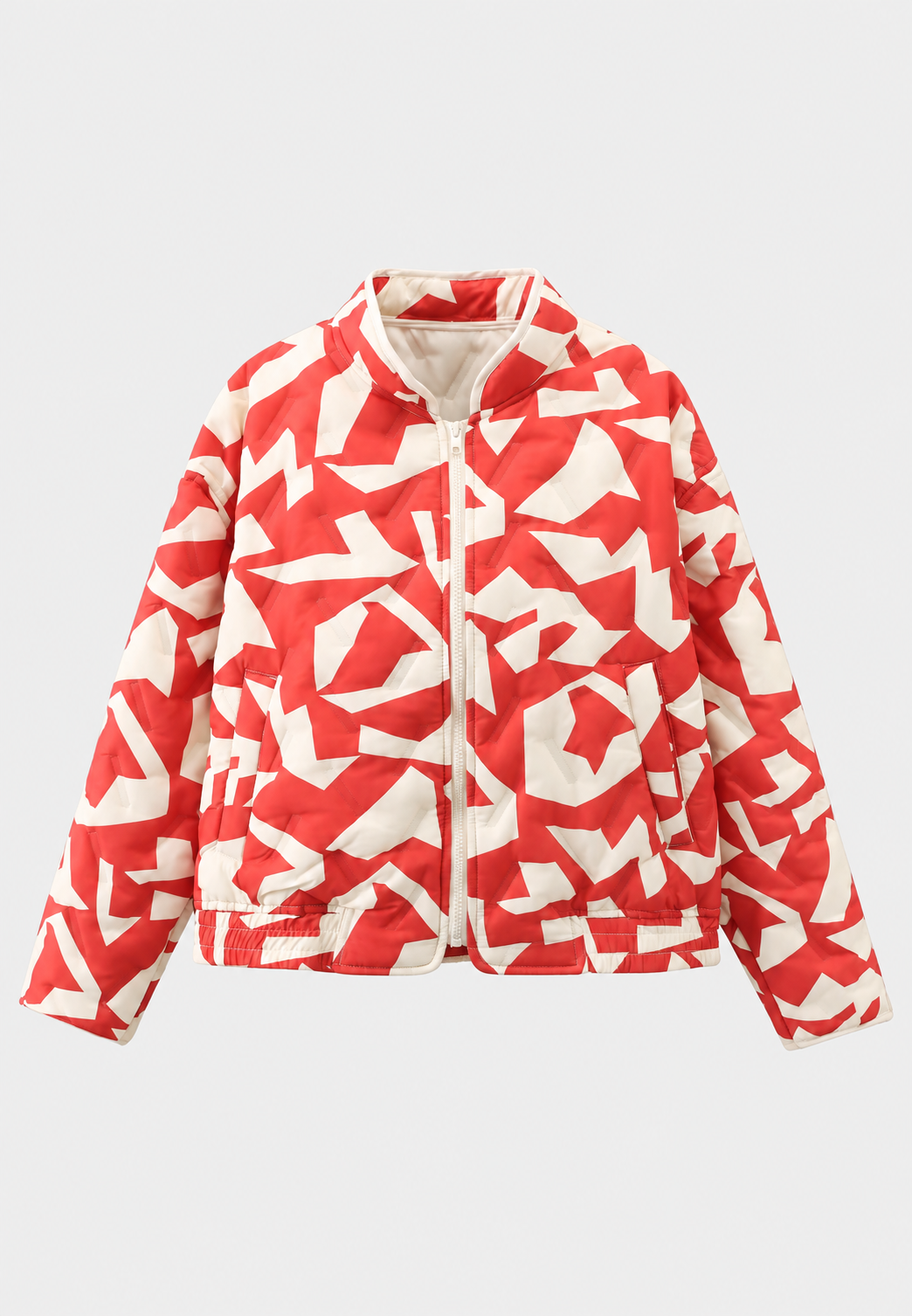 Gewatteerd damesjack met geometrische motieven en rits - Dorette