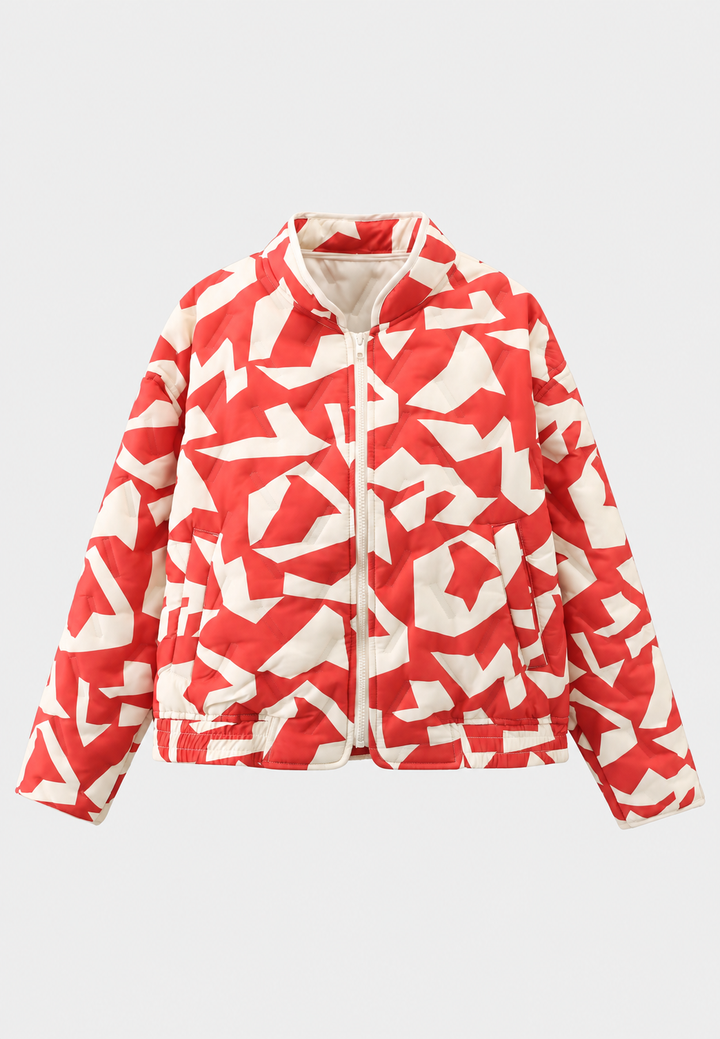 Gewatteerd damesjack met geometrische motieven en rits - Dorette