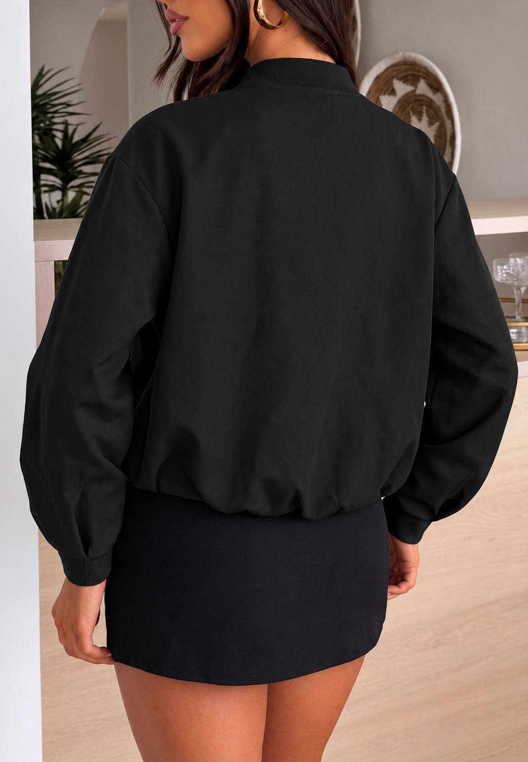 Dames bomberjack kort oversized met rits - Ariadna