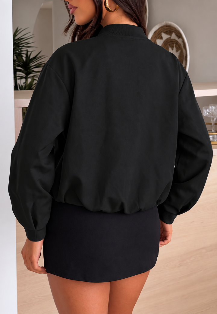Dames bomberjack kort oversized met rits - Ariadna