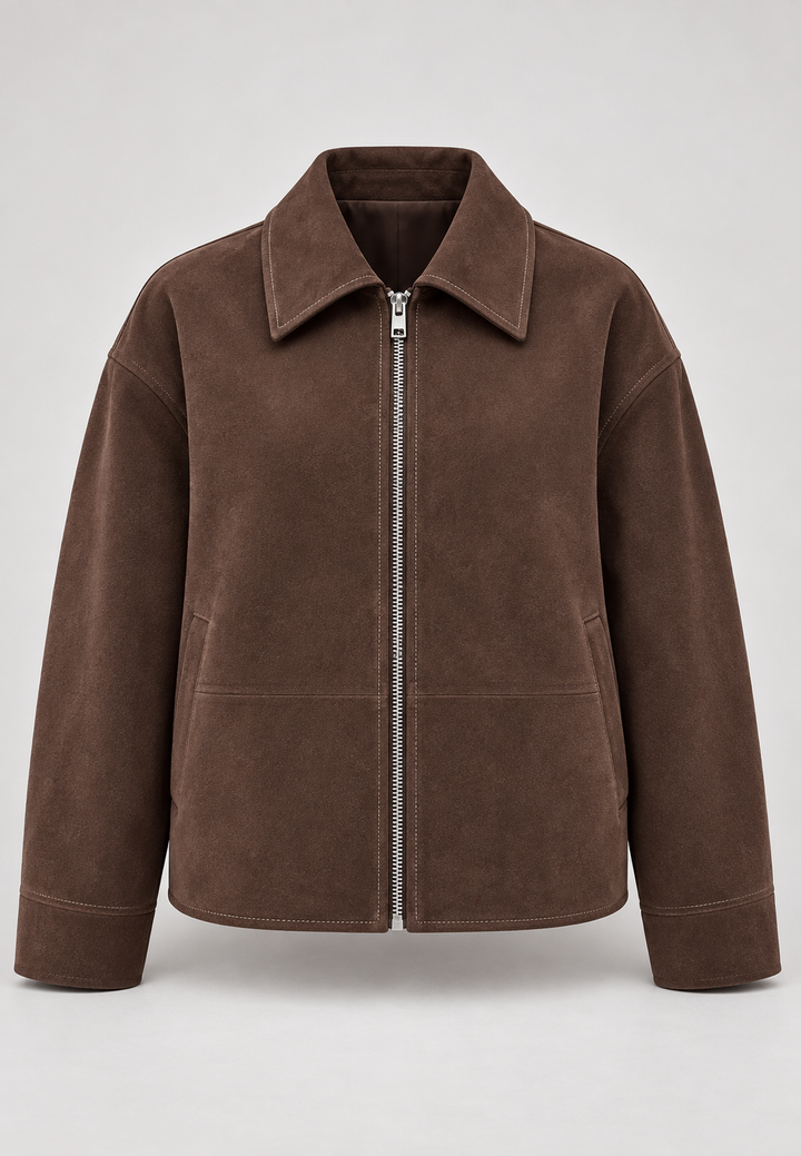 Damesjasje in suèdelook met rechte snit en rits - Hedvika