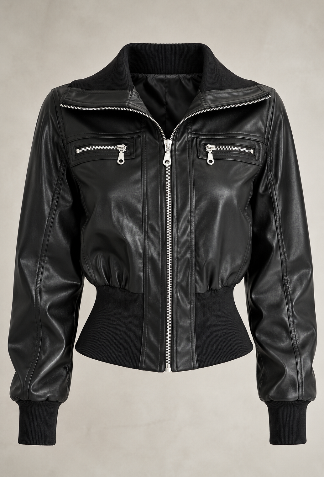 Jack dames in leerlook met getailleerde taille en ritsen - Yvette