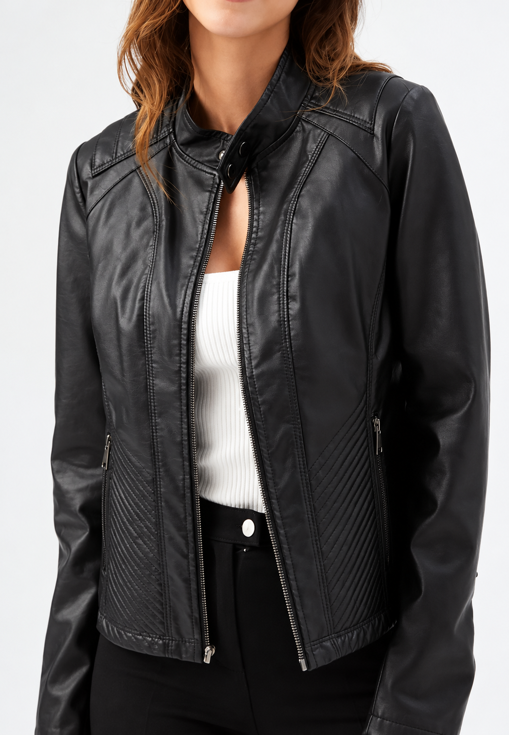 Dames jack in leerlook met getailleerde snit - Valeria