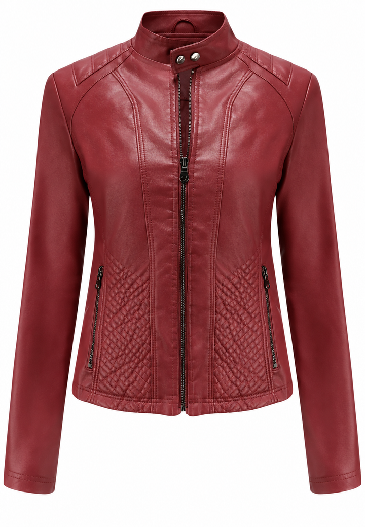 Dames jack in leerlook met getailleerde snit - Valeria