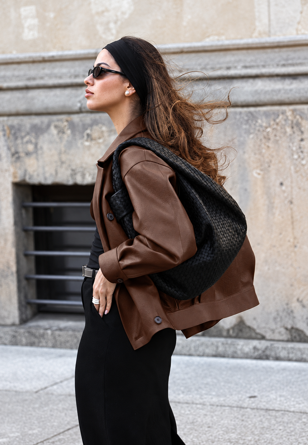 Oversized dames jack in leerlook met dubbele knoopsluiting - Dalia