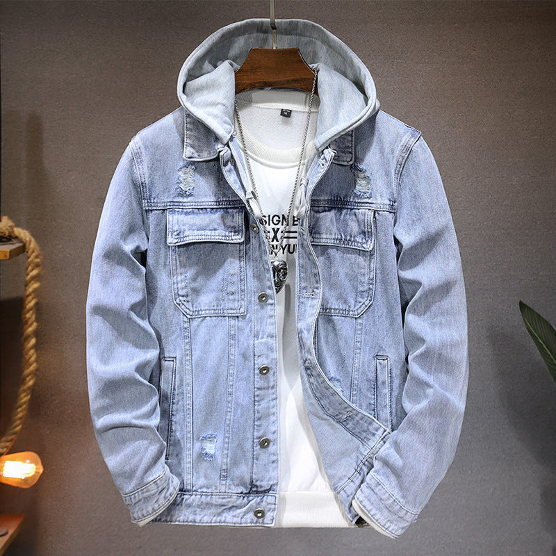 Herenjeansjack met capuchon en gewassen look - Bennett