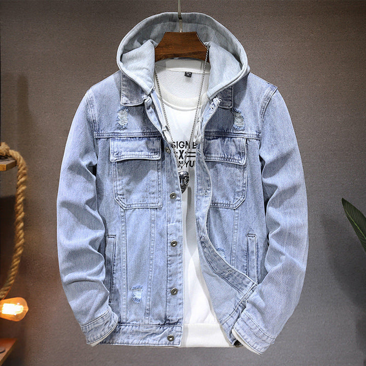 Herenjeansjack met capuchon en gewassen look - Bennett