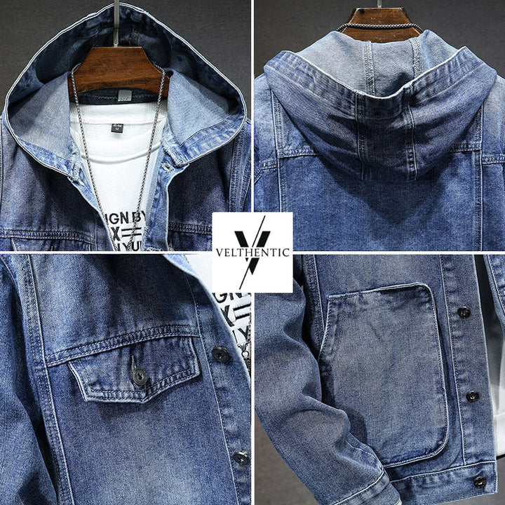 Herenjeansjack met capuchon en gewassen look - Bennett