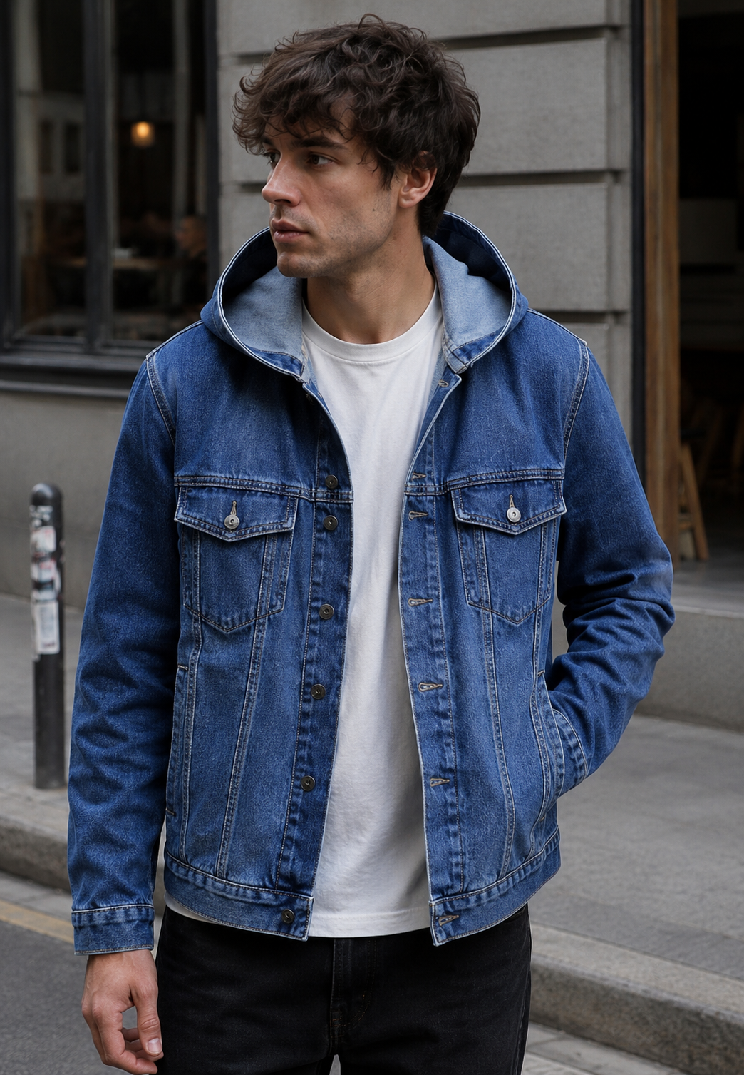 Herenjeansjack met capuchon en gewassen look - Bennett