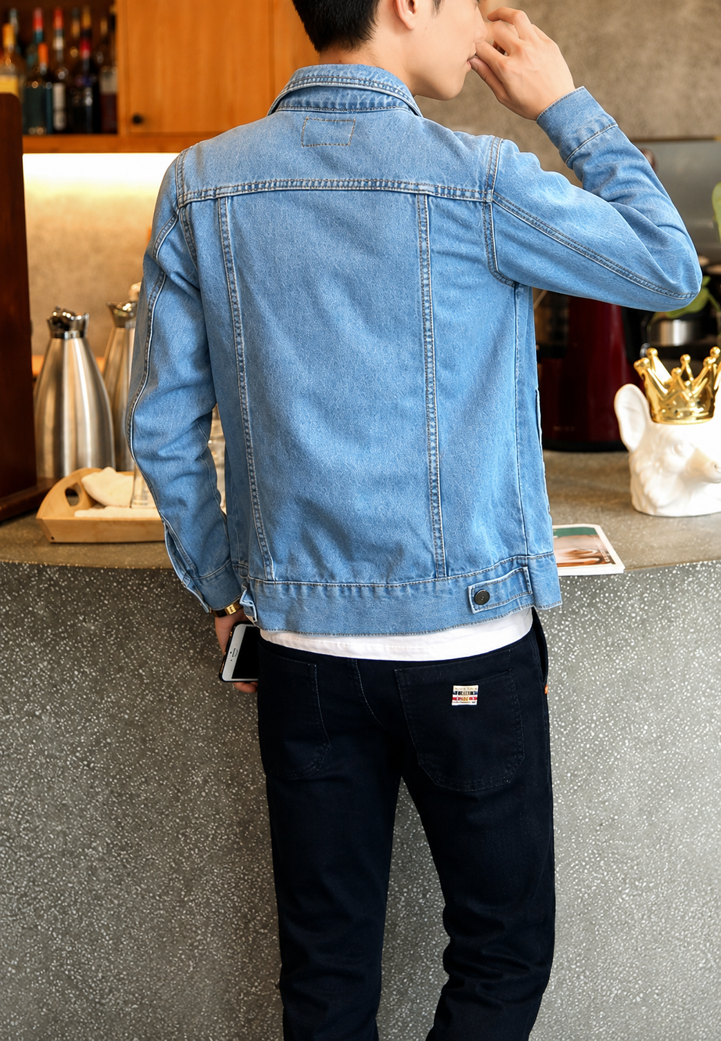 Jeansjack met gewassen look en zakken met klep - Stellan
