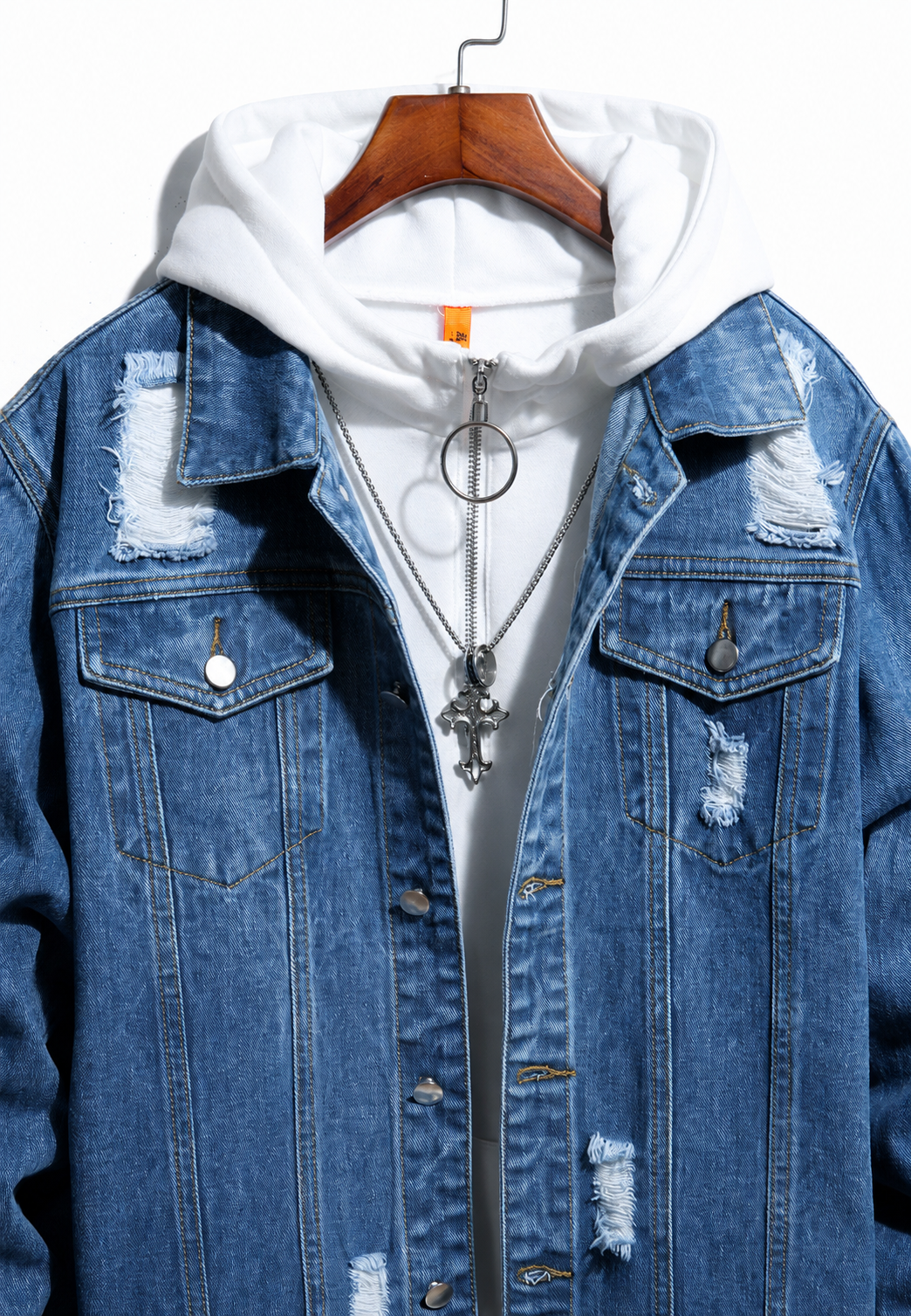 Jeansjack met gewassen look en scheuren - Jannik