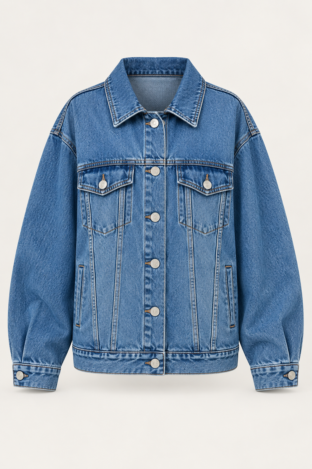 Oversized denimjas voor dames met klepzakken - Camille