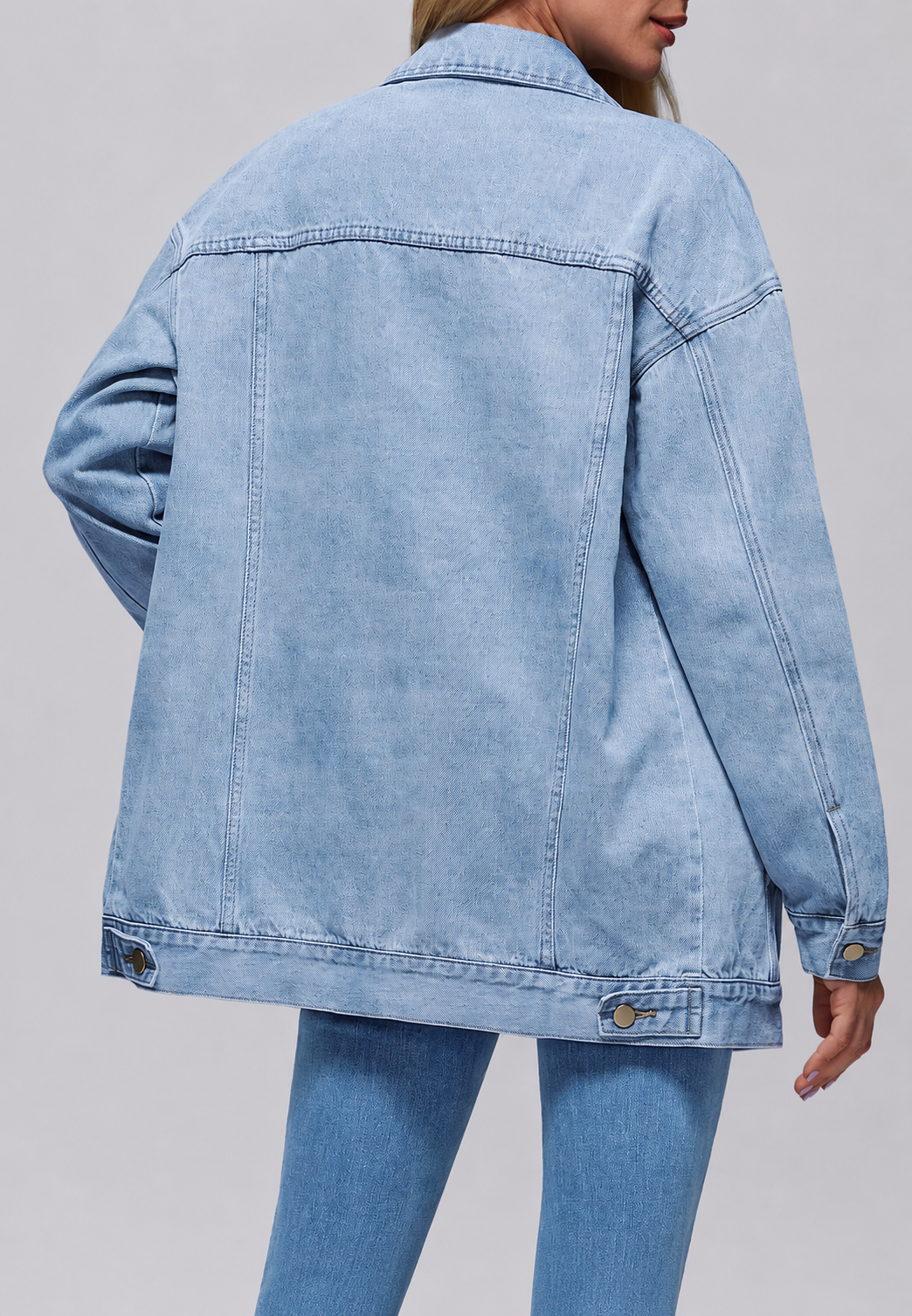 Oversized lange denimjas voor dames met klepzakken - Eira