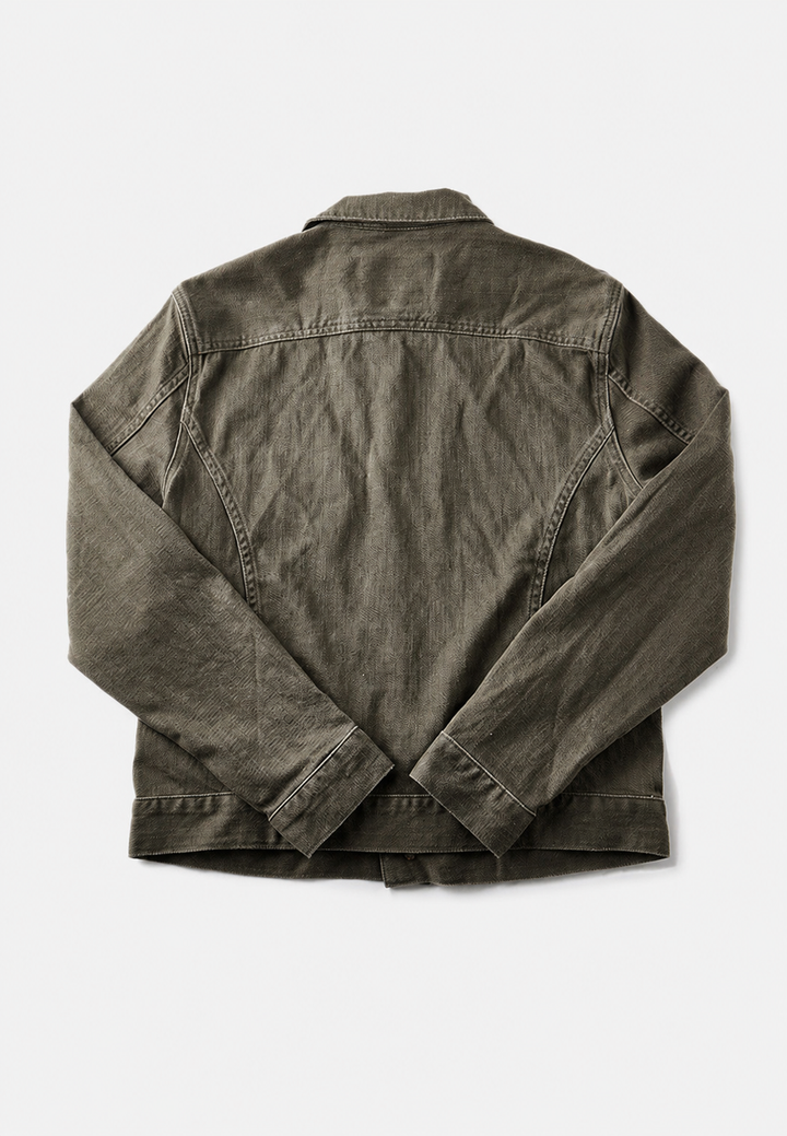Herenjas in worker-stijl met gewassen look en voorzakken - Arvid